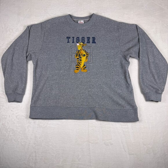 Vintage‎ Disney Tigger Graphic Gray Fleece Sweatshirt Womens Large - Picture 1 of 7